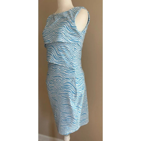 J. Mclauglin Blue Animal Print Sleeveless Catalina Cloth Tiered Dress Size XS - Picture 3 of 11